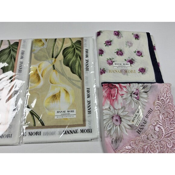 Hanae Mori Lot Of 4 Handkerchief Neckerchief Bandana Scarf - Picture 3 of 4